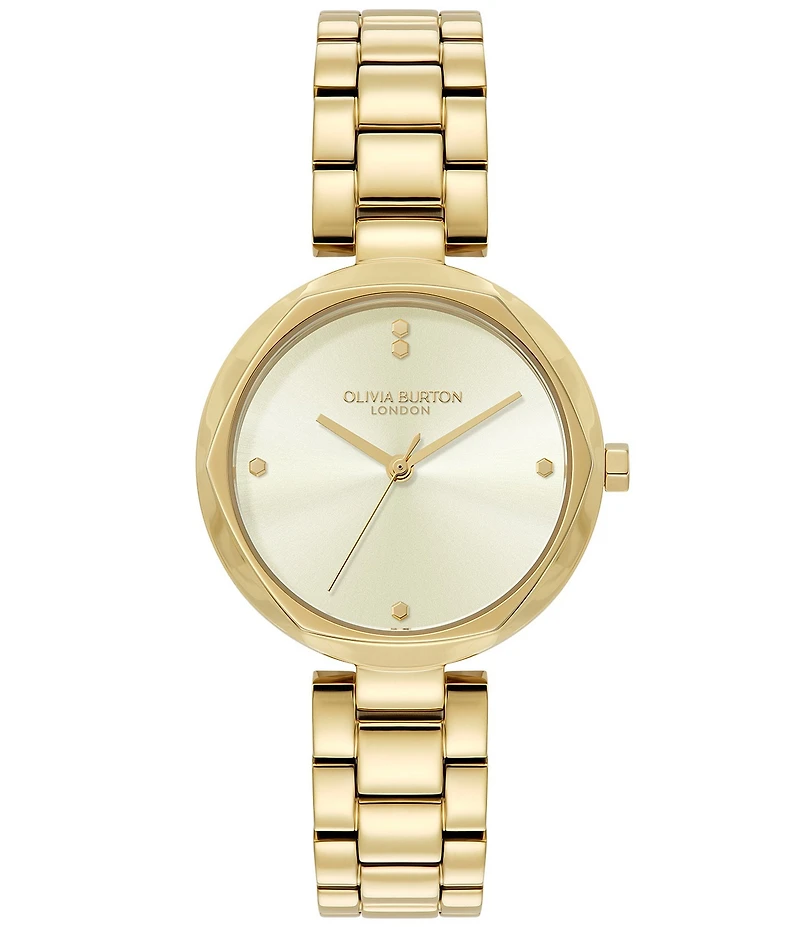 Olivia Burton Women's Dimension T-Bar Quartz Analog Gold Tone Stainless Steel Bracelet Watch
