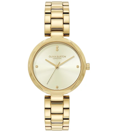Olivia Burton Women's Dimension T-Bar Quartz Analog Gold Tone Stainless Steel Bracelet Watch