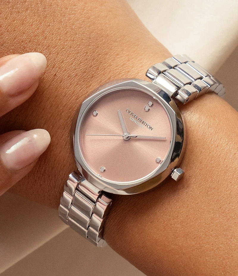 Olivia Burton Women's Dimension T-Bar Quartz Analog Stainless Steel Bracelet Watch