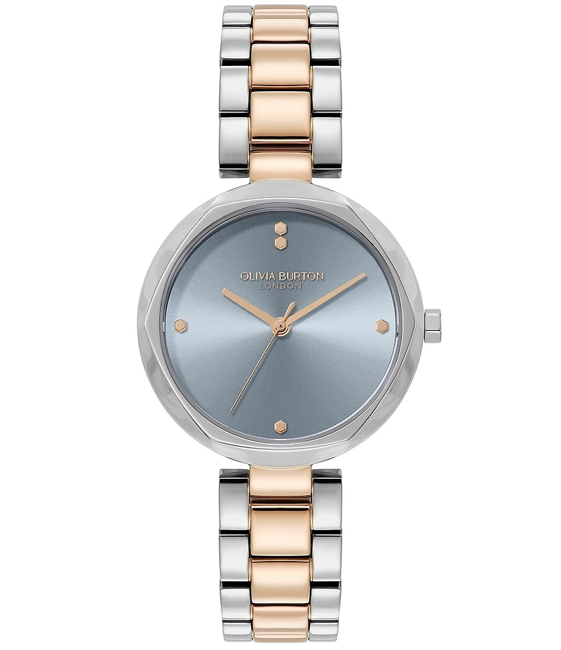 Olivia Burton Women's Dimension T-Bar Quartz Analog Two Tone Stainless Steel Bracelet Watch