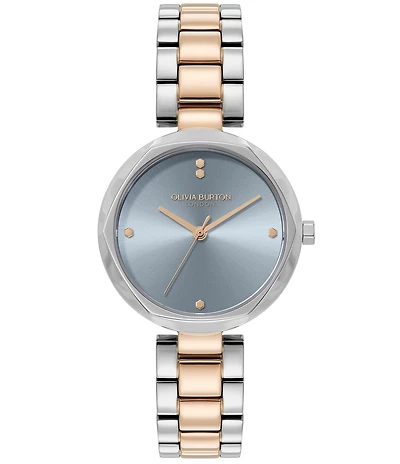 Olivia Burton Women's Dimension T-Bar Quartz Analog Two Tone Stainless Steel Bracelet Watch