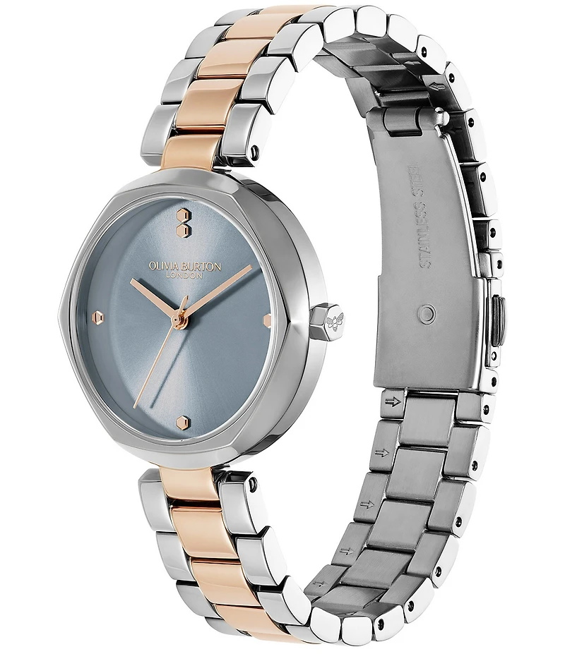 Olivia Burton Women's Dimension T-Bar Quartz Analog Two Tone Stainless Steel Bracelet Watch