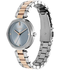 Olivia Burton Women's Dimension T-Bar Quartz Analog Two Tone Stainless Steel Bracelet Watch