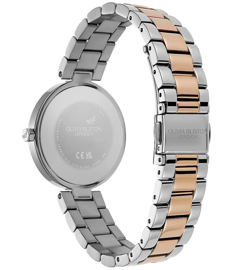 Olivia Burton Women's Dimension T-Bar Quartz Analog Two Tone Stainless Steel Bracelet Watch