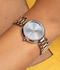Olivia Burton Women's Dimension T-Bar Quartz Analog Two Tone Stainless Steel Bracelet Watch