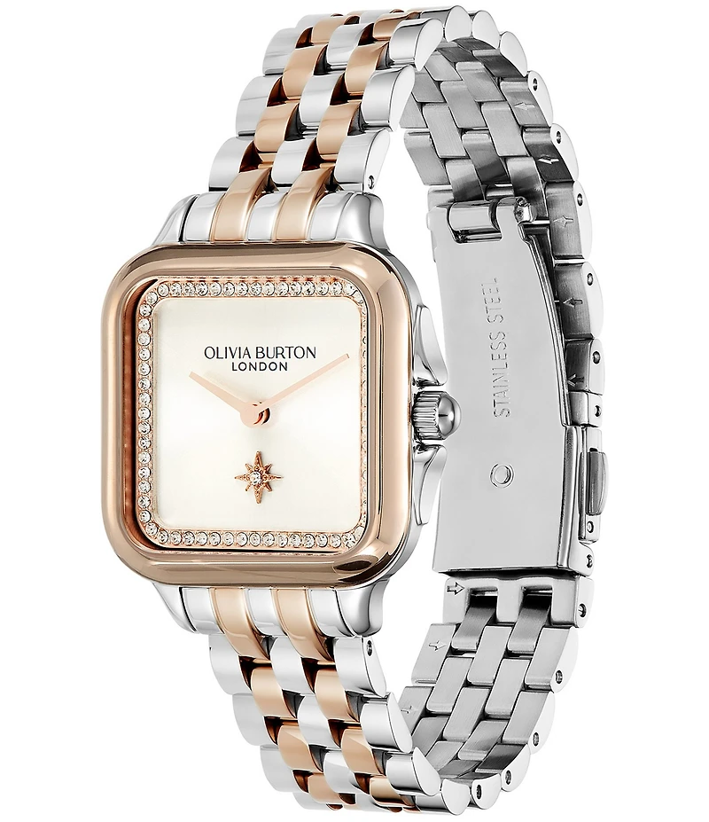 Olivia Burton Women's Grosvenor Quartz Analog Two Tone Stainless Steel Bracelet Watch