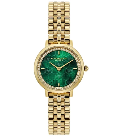 Olivia Burton Women's Honeycomb Ultra Slim Quartz Analog Gold Tone Stainless Steel Bracelet Watch