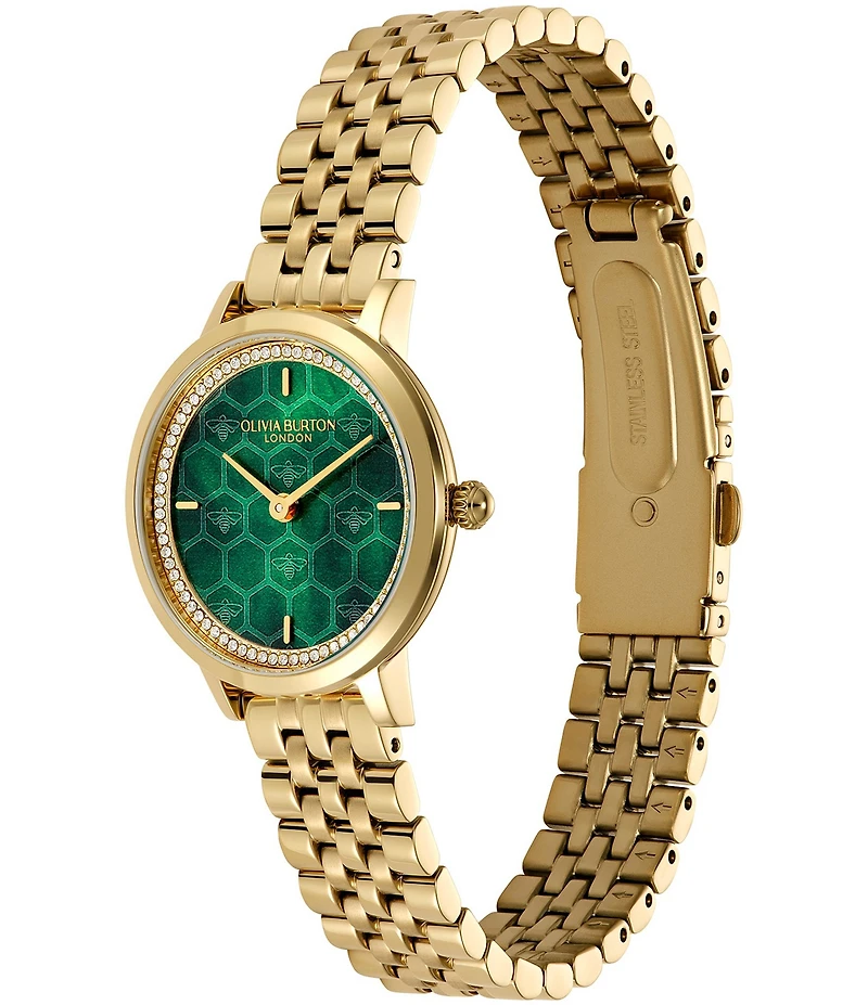 Olivia Burton Women's Honeycomb Ultra Slim Quartz Analog Gold Tone Stainless Steel Bracelet Watch