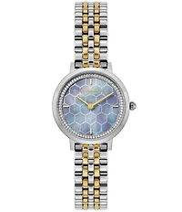 Olivia Burton Women's Honeycomb Ultra Slim Quartz Analog Two Tone Stainless Steel Bracelet Watch
