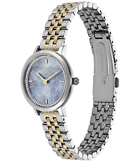 Olivia Burton Women's Honeycomb Ultra Slim Quartz Analog Two Tone Stainless Steel Bracelet Watch