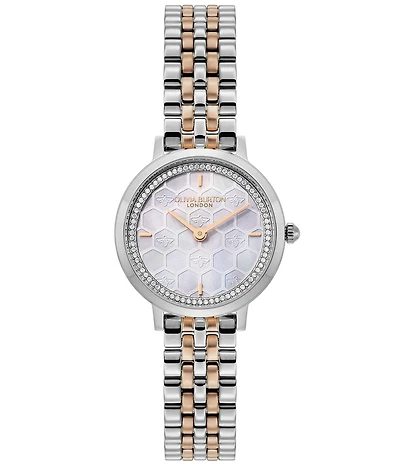 Olivia Burton Women's Honeycomb Ultra Slim Quartz Analog Two Tone Stainless Steel Bracelet Watch