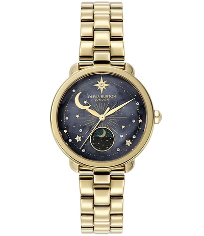 Olivia Burton Women's Moonphase Multifunction Gold Tone Stainless Steel Bracelet Watch