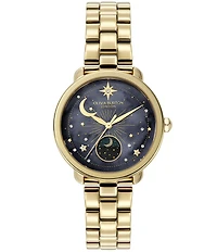 Olivia Burton Women's Moonphase Multifunction Gold Tone Stainless Steel Bracelet Watch