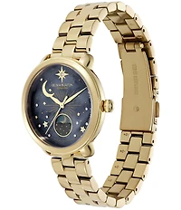 Olivia Burton Women's Moonphase Multifunction Gold Tone Stainless Steel Bracelet Watch