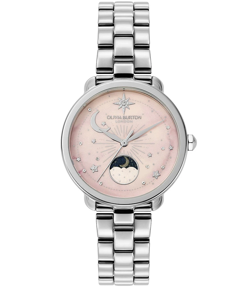Olivia Burton Women's Moonphase Multifunction Stainless Steel Bracelet Watch