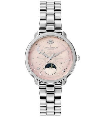 Olivia Burton Women's Moonphase Multifunction Stainless Steel Bracelet Watch