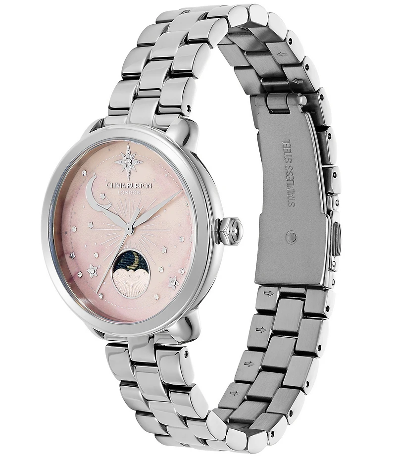 Olivia Burton Women's Moonphase Multifunction Stainless Steel Bracelet Watch