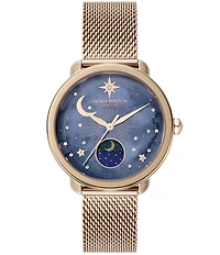 Olivia Burton Women's Moonphase Multifunction Stainless Steel Mesh Bracelet Watch