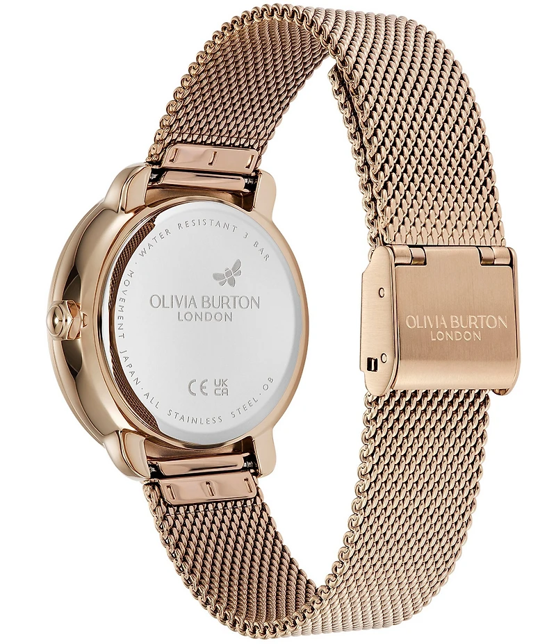 Olivia Burton Women's Moonphase Multifunction Stainless Steel Mesh Bracelet Watch