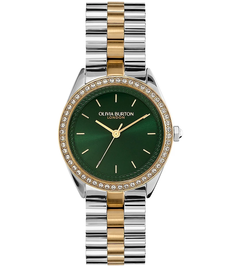 Olivia Burton Women's Sports Luxe Bejewelled Quartz Analog Two Tone Stainless Steel Bracelet Watch
