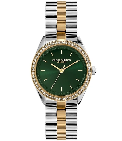 Olivia Burton Women's Sports Luxe Bejewelled Quartz Analog Two Tone Stainless Steel Bracelet Watch