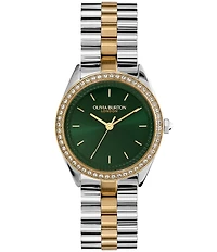 Olivia Burton Women's Sports Luxe Bejewelled Quartz Analog Two Tone Stainless Steel Bracelet Watch
