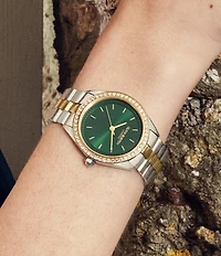 Olivia Burton Women's Sports Luxe Bejewelled Quartz Analog Two Tone Stainless Steel Bracelet Watch