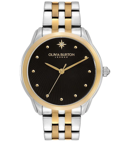 Olivia Burton Women's Starlight Black Quartz Analog Two Tone Stainless Steel Bracelet Watch