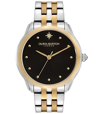 Olivia Burton Women's Starlight Black Quartz Analog Two Tone Stainless Steel Bracelet Watch