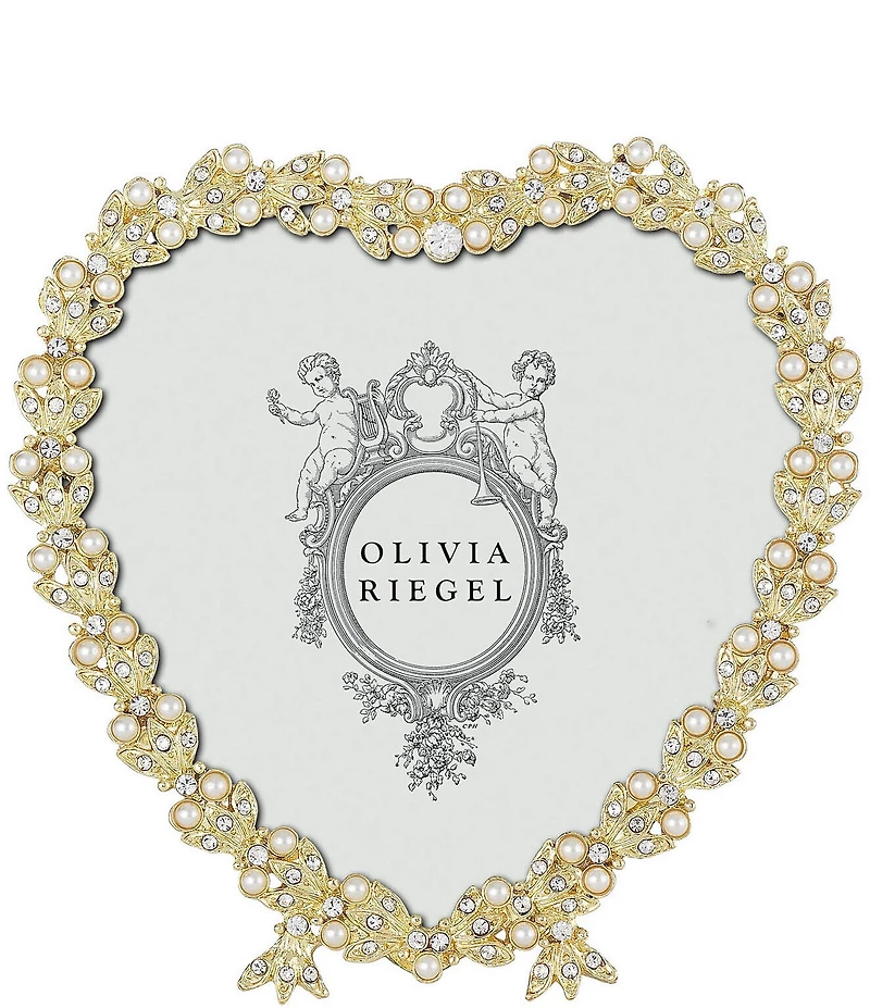 Olivia Riegel Contessa Crystal Pearl Heart Frame, 3 x 5 in.