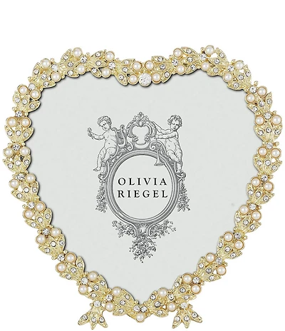 Olivia Riegel Contessa Crystal Pearl Heart Frame, 3 x 5 in.