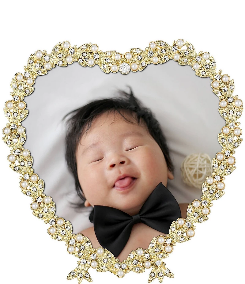 Olivia Riegel Contessa Crystal Pearl Heart Frame, 3 x 5 in.