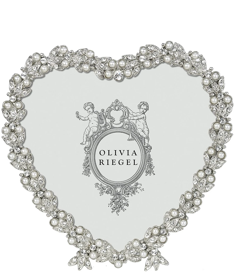 Olivia Riegel Contessa Crystal Pearl Heart Frame, 3 x 5 in.