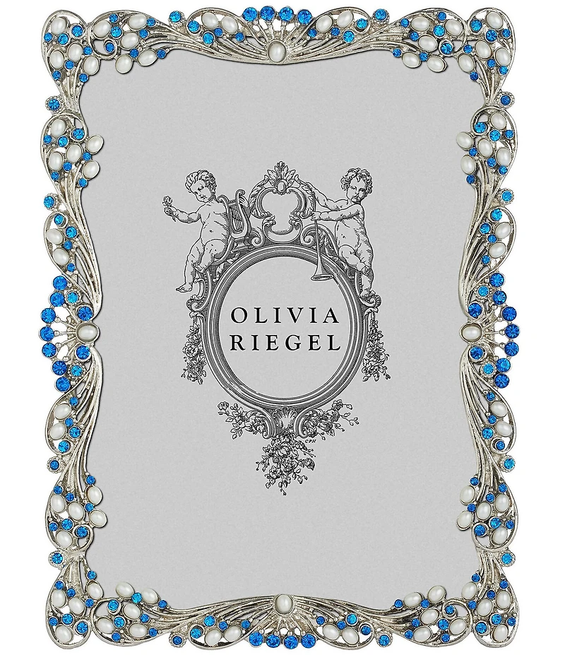 Olivia Riegel Audrey 5#double; x 7#double; Frame with Capri Blue Stones & White Freshwater Pearls
