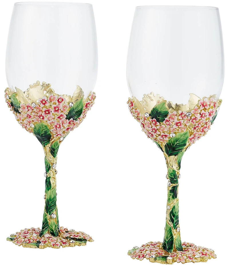 Olivia Riegel Pink Lantana Wine Glass, Set of 2