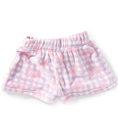 Omg! Accessories Big Girls Gingham Bow Printed Cozy Shorts