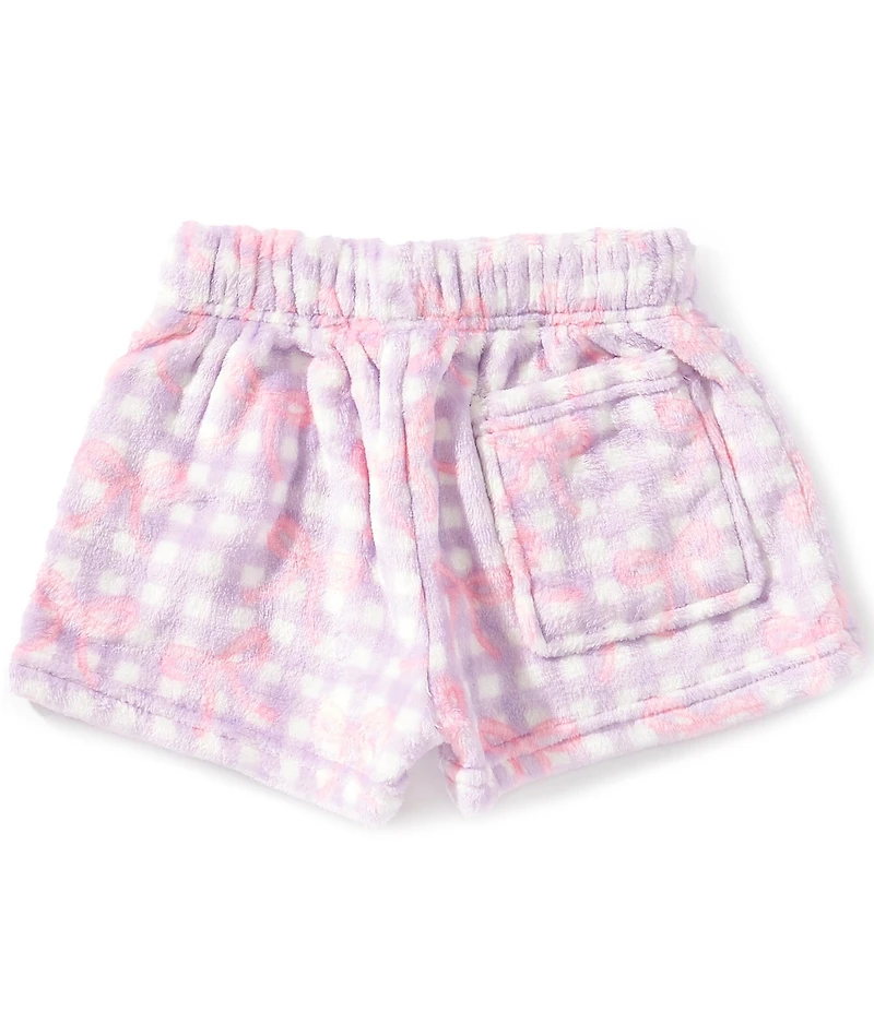 Omg! Accessories Big Girls Gingham Bow Printed Cozy Shorts