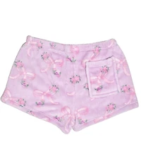 Omg! Accessories Big Girls Floral Bow Cozy Plush Pajama Shorts