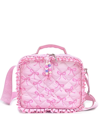 Omg! Accessories Bow Patterned Ruffled Quilted Lunch Bag
