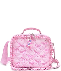Omg! Accessories Bow Patterned Ruffled Quilted Lunch Bag