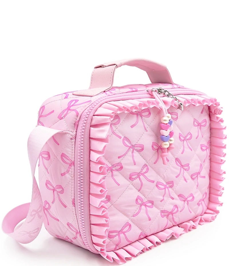 Omg! Accessories Bow Patterned Ruffled Quilted Lunch Bag