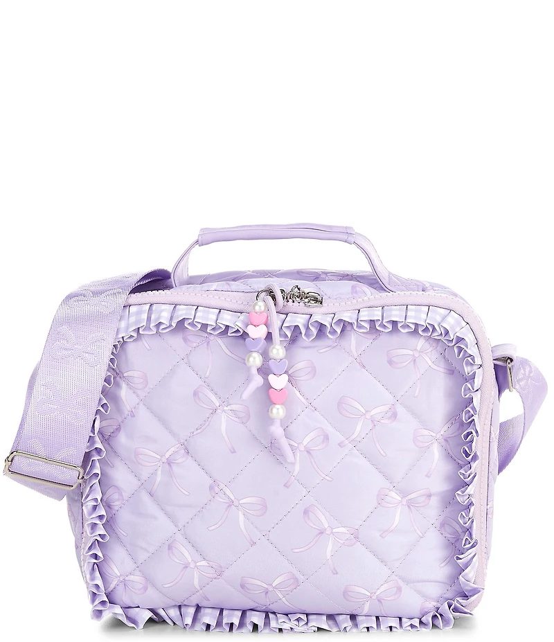 Omg! Accessories Quilted Bow Print Ruffle Detail Lunch Bag