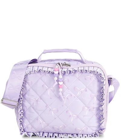 Omg! Accessories Quilted Bow Print Ruffle Detail Lunch Bag