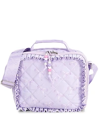 Omg! Accessories Quilted Bow Print Ruffle Detail Lunch Bag