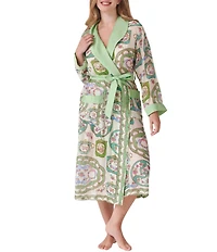 One Hundred Stars Woven Afternoon Tea Print Long Sleeve Wrap Robe