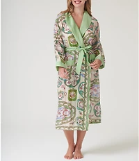 One Hundred Stars Woven Afternoon Tea Print Long Sleeve Wrap Robe