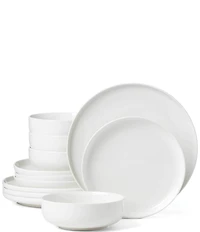 Oneida 24 Seven White 12-Piece Porcelain Dinnerware Set