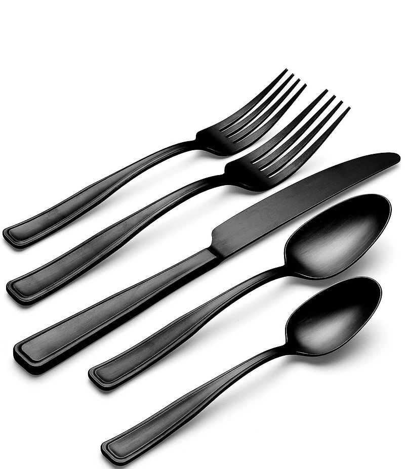 Oneida Reid Vintage Black Tumbled 20 Piece Flatware Set