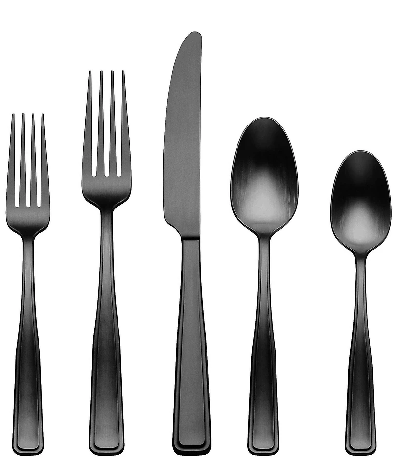 Oneida Reid Vintage Black Tumbled 20 Piece Flatware Set