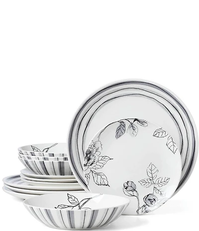 Oneida Sketchbook 12-Piece Porcelain Dinnerware Set